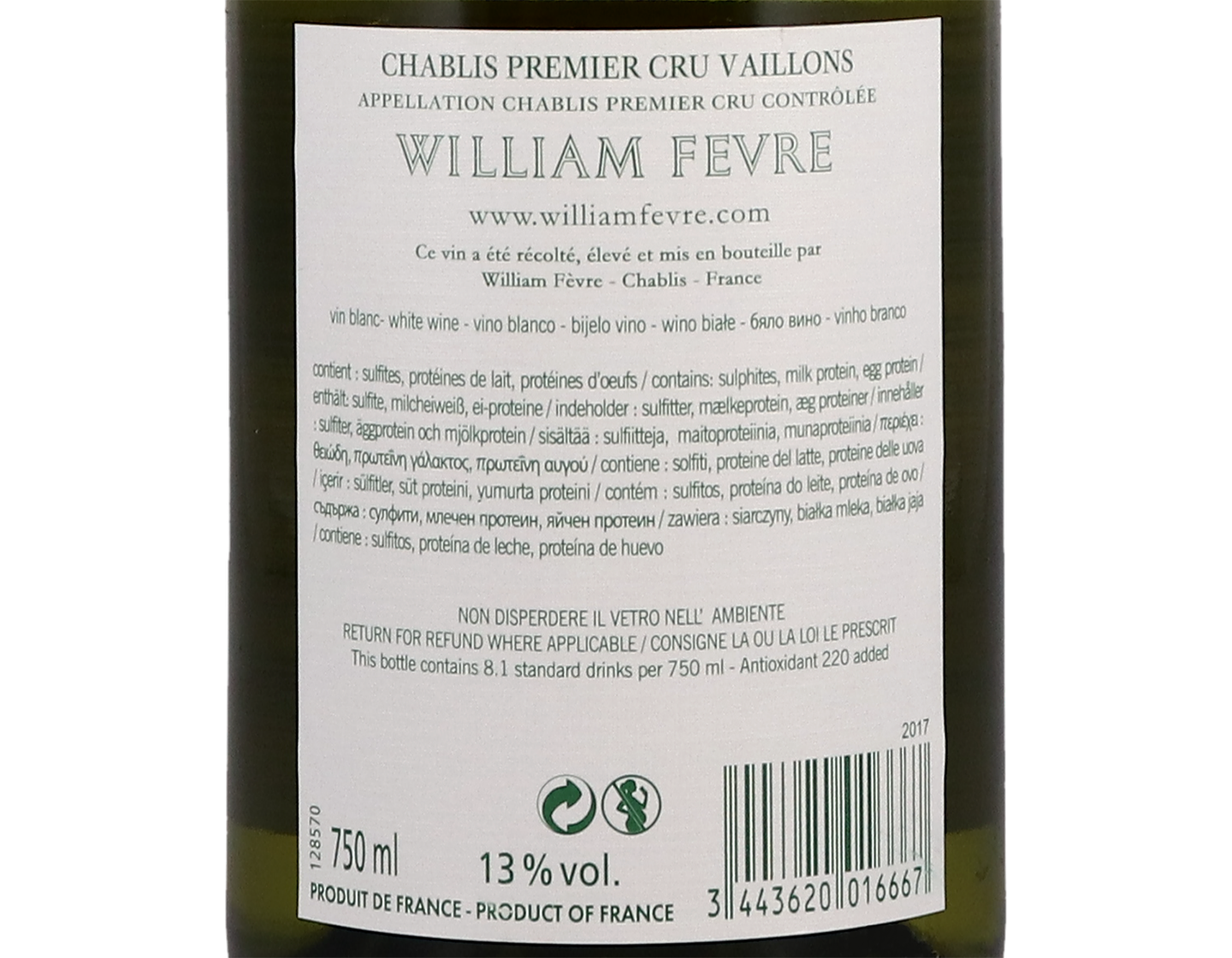 Domaine William Fevre Chablis PC Vaillons 2017
