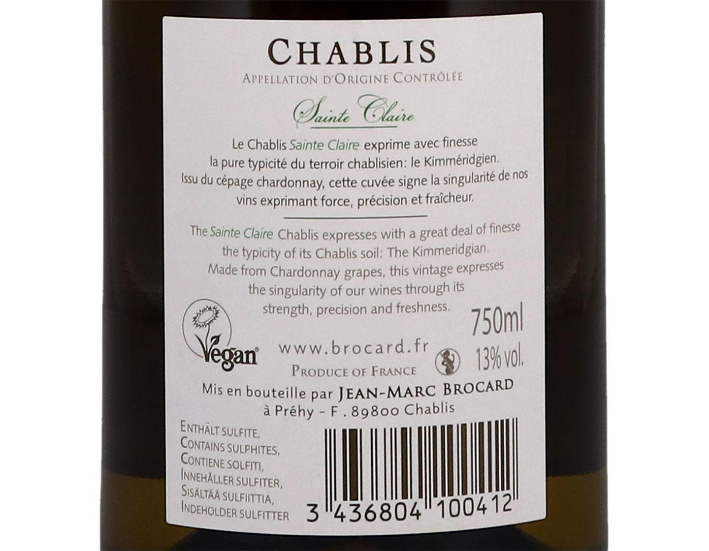 Jean Marc Brocard Chablis Sainte Claire 2019