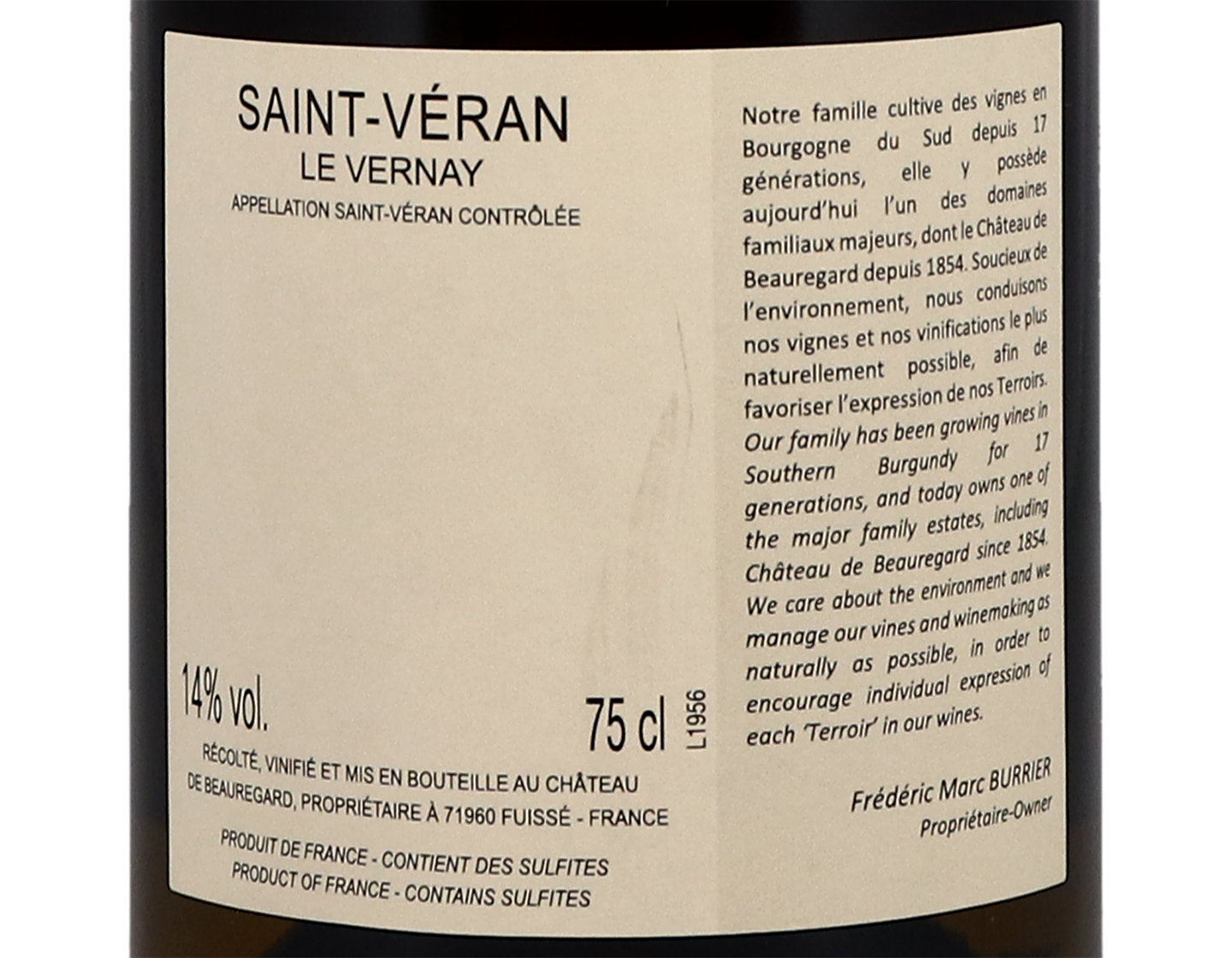 Ch de Beauregard St Veran Vernay 2019