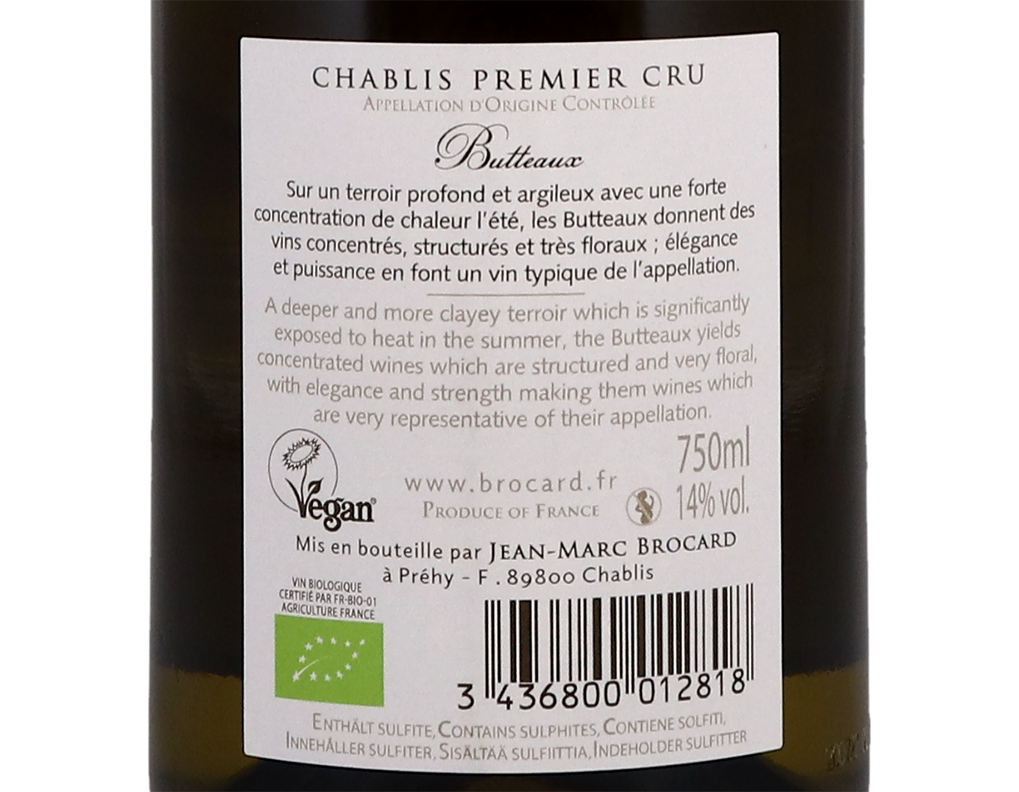 Jean-Marc Brocard, Chablis Premier Cru Butteaux 2019