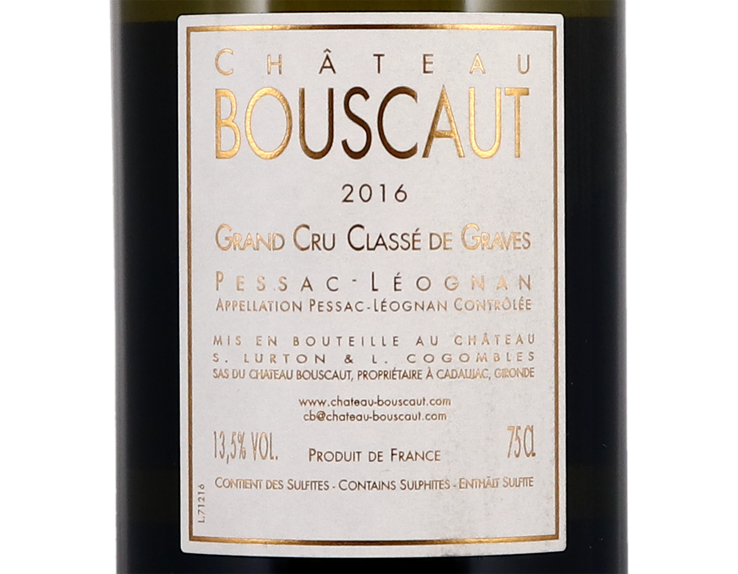 Ch Bouscaut Blanc Pessac Leognan 2016