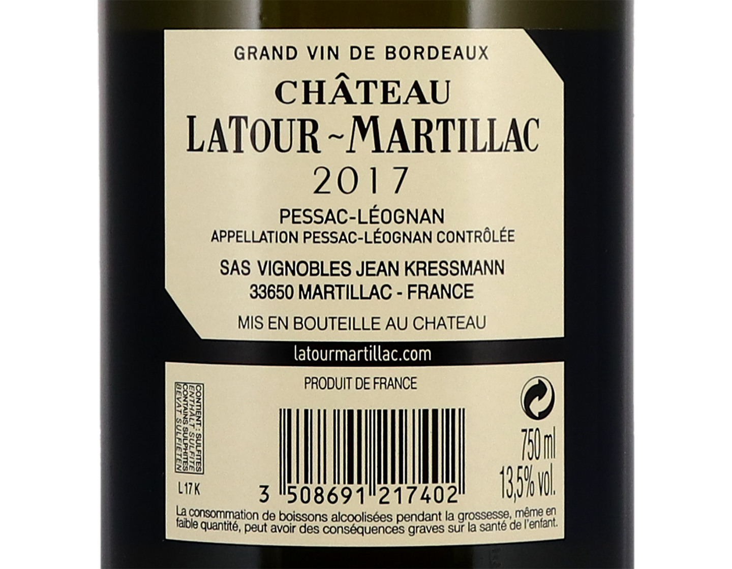 Château Latour-Martillac Blanc, Pessac-Léognan 2017