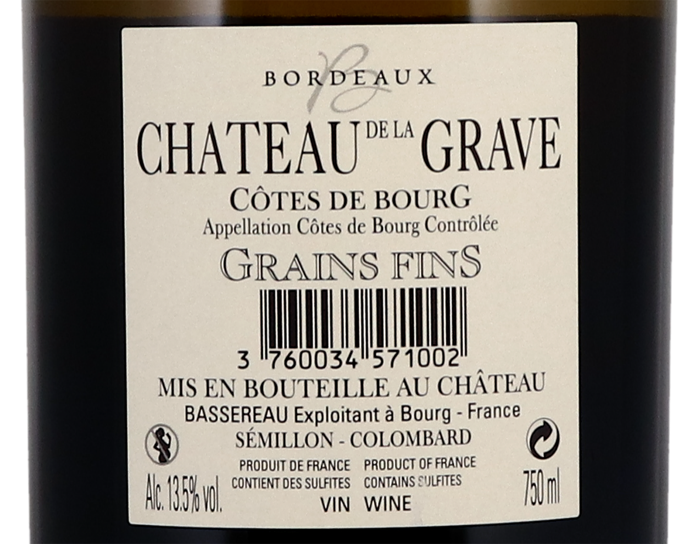 Ch de la Grave Blanc Grains Fins Cotes de Bourg 2020