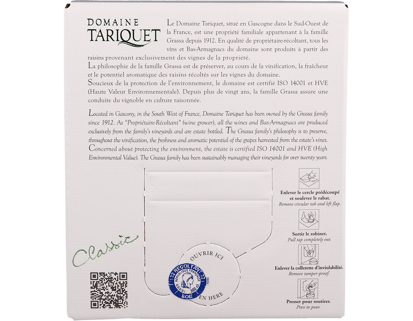 3 Litre Box of Cotes de Gascogne Tariquet Classic 2020