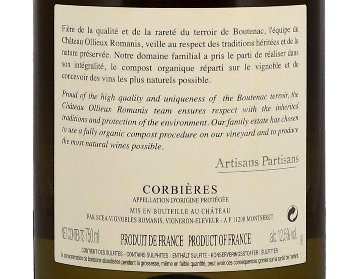 Corbieres Blanc Cuvee Prestige Ch Ollieux Romanis 2019