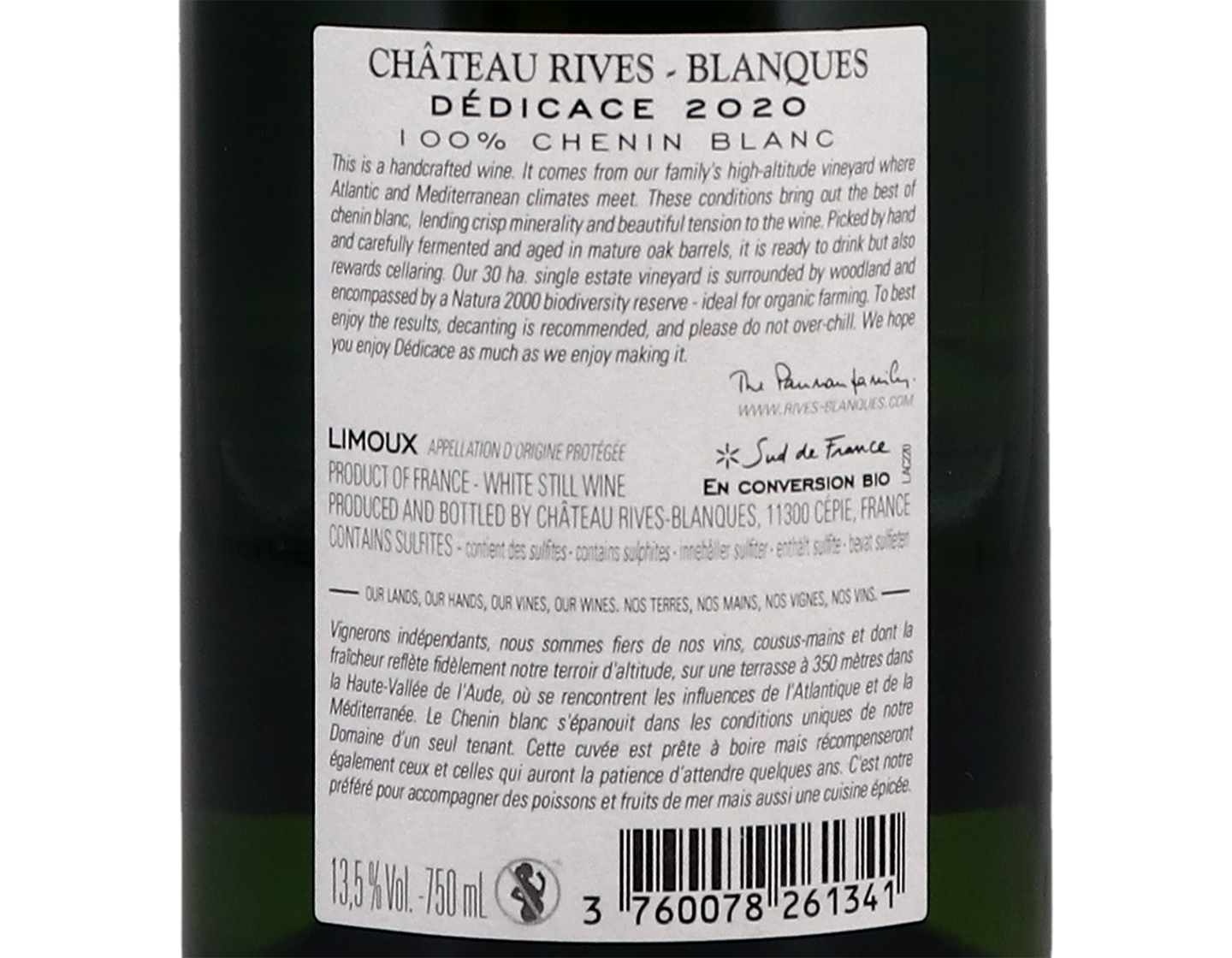 Limoux Blanc Dedicace Chateau Rives Blanques 2020