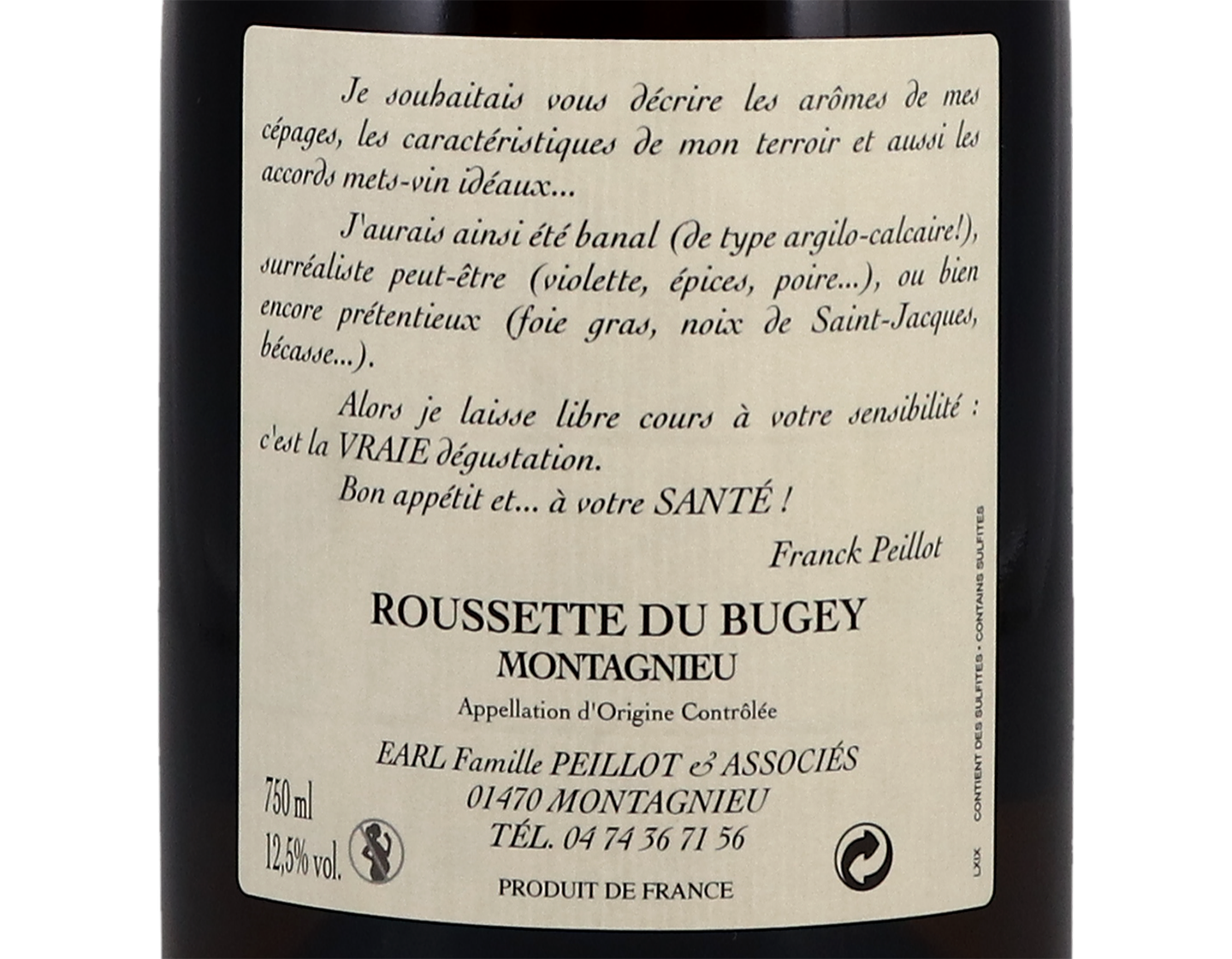 Roussette du Bugey Montagnieu Altesse Domaine Peillot 2019