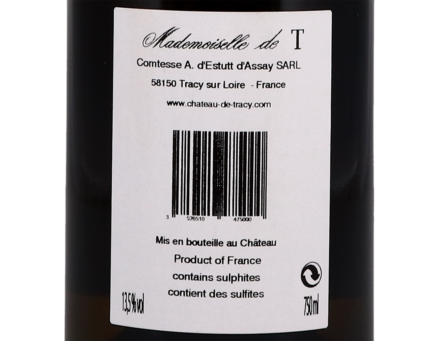 Pouilly Fume Mademoiselle de T Chateau de Tracy 2019