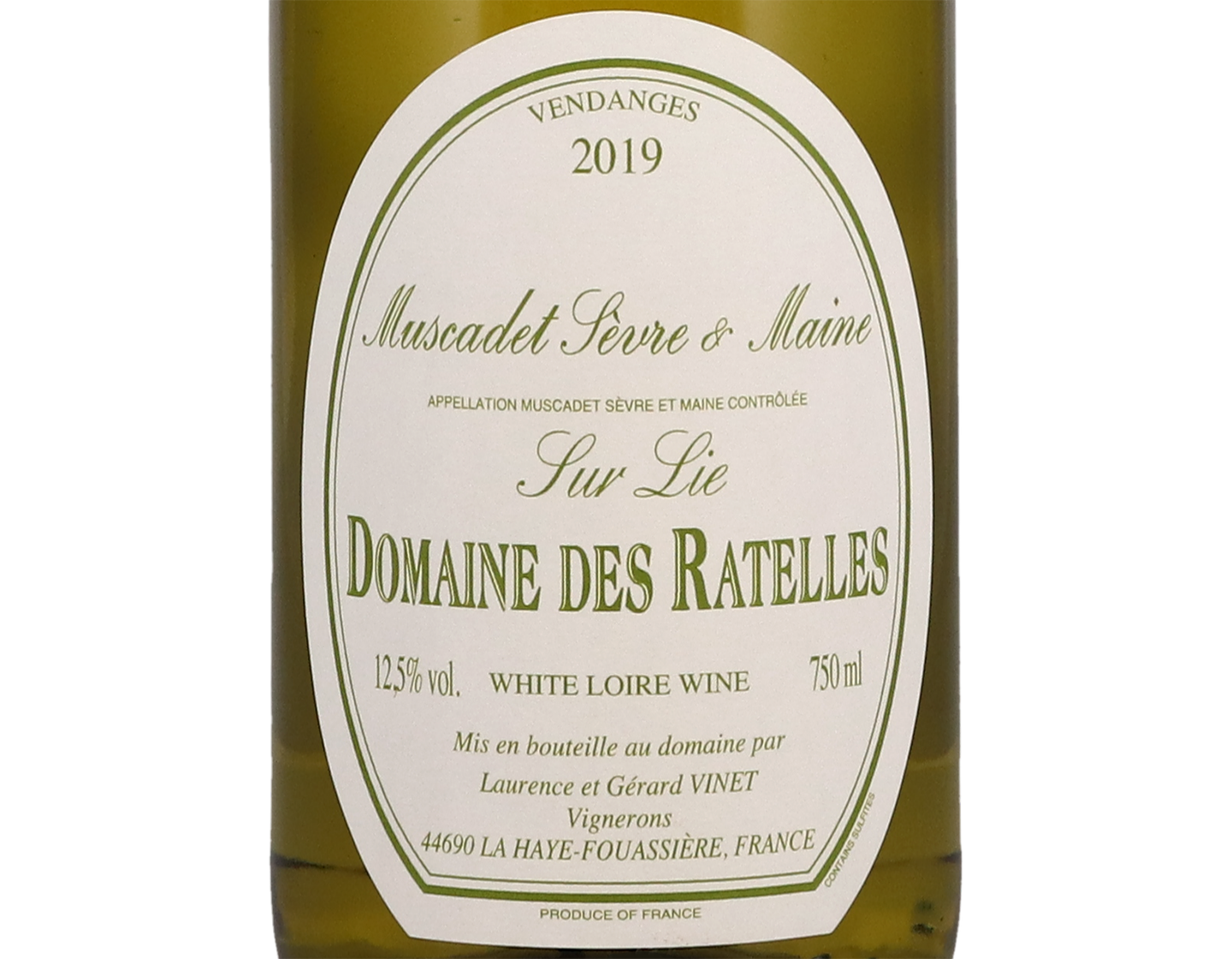 Muscadet Sevre et Maine sur Lie Domaine des Ratelles 2019