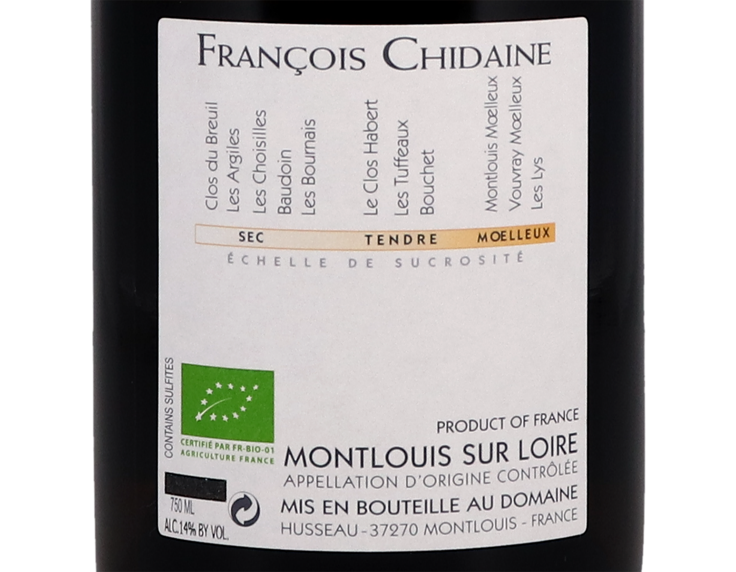 Montlouis sur Loire Les Tuffeaux Francois Chidaine 2018