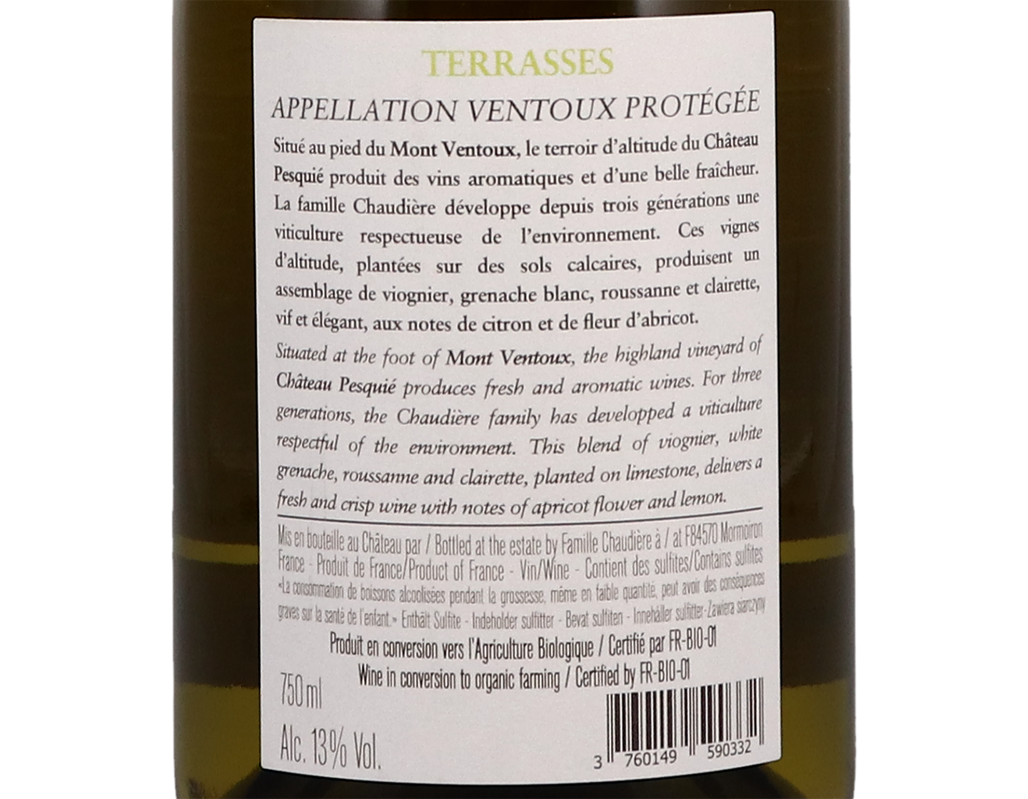 Ventoux Blanc Terrasses Chateau Pesquie 2020