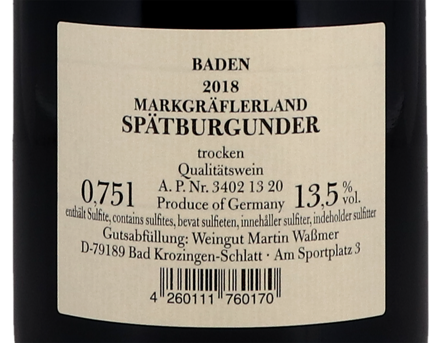 Spatburgunder Markgraflerland Martin Wassmer 2018