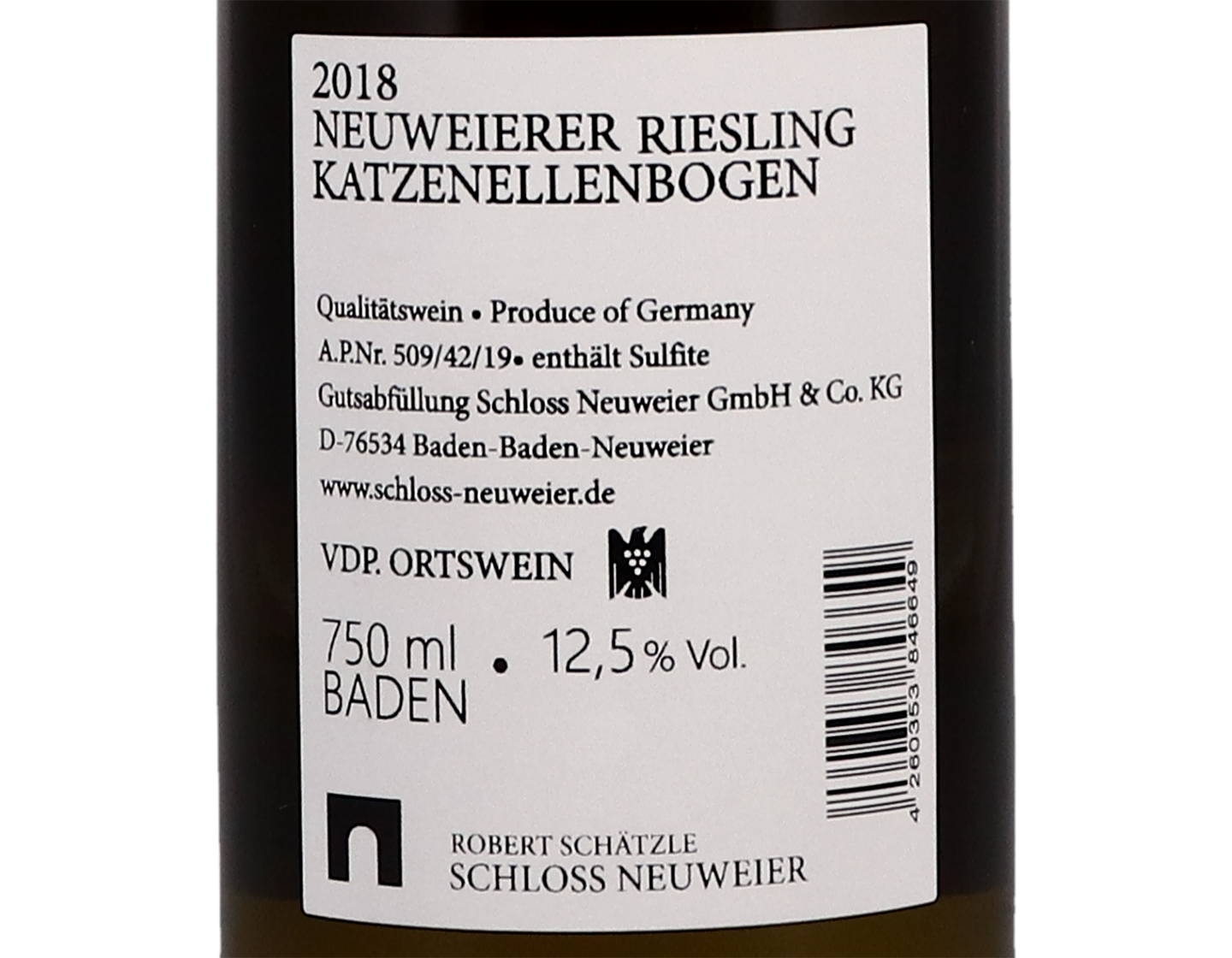 Neuweier Riesling Katzenellenbogen Feinherb Schloss Neuweier 2018