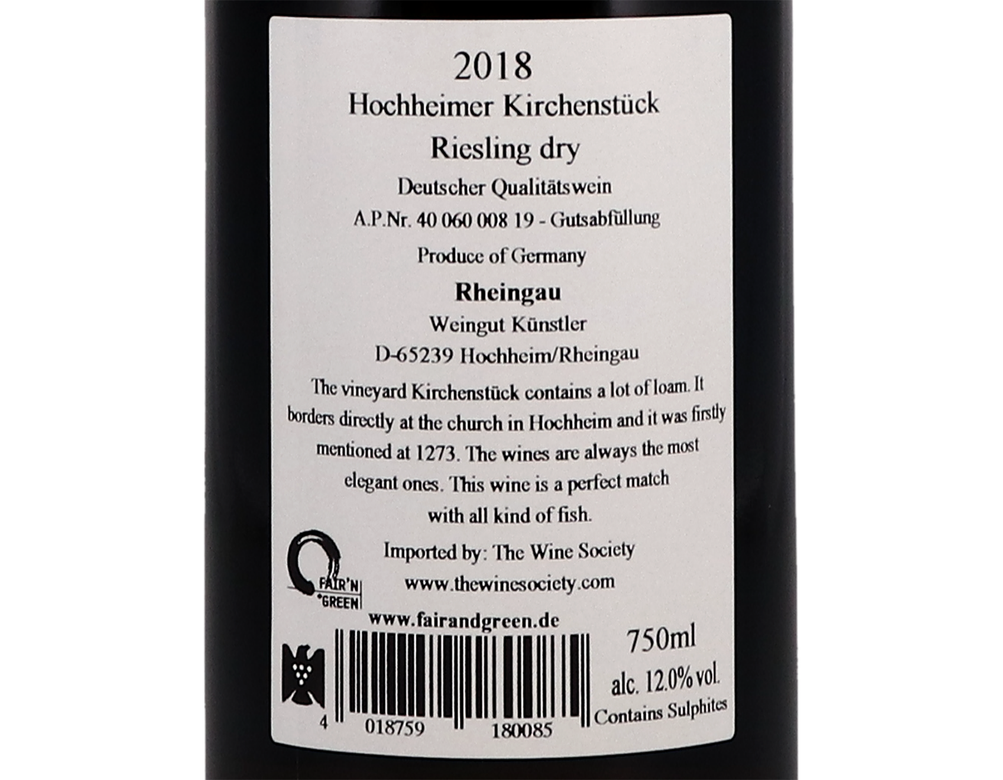 Hochheimer Kirchenstück Riesling Dry, Künstler 2018