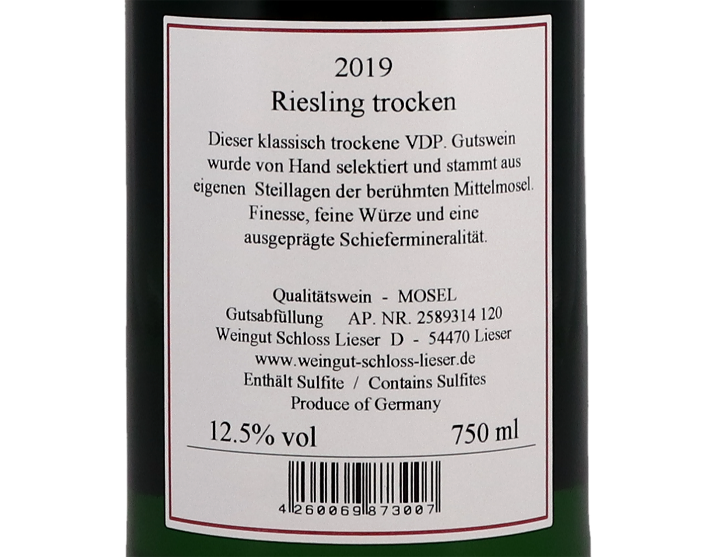 Riesling Trocken Schloss Lieser 2019