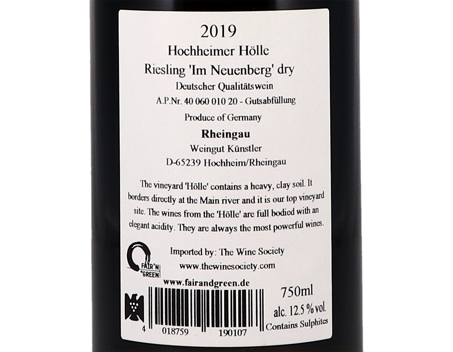 Hochheimer Holle im Neuenberg Riesling Kunstler 2019