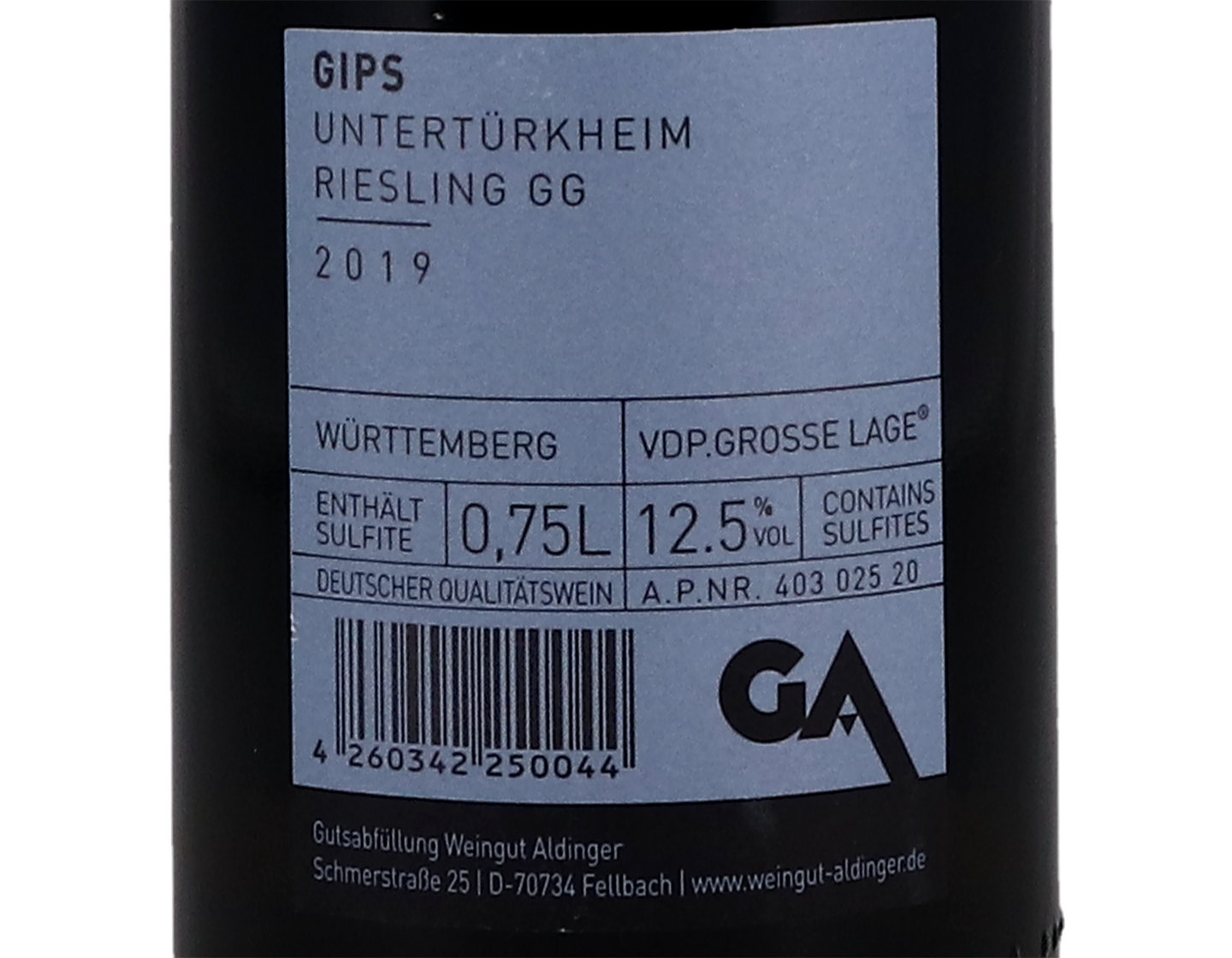 Unterturkheimer Gips Riesling Marienglas GG Aldinger 2019