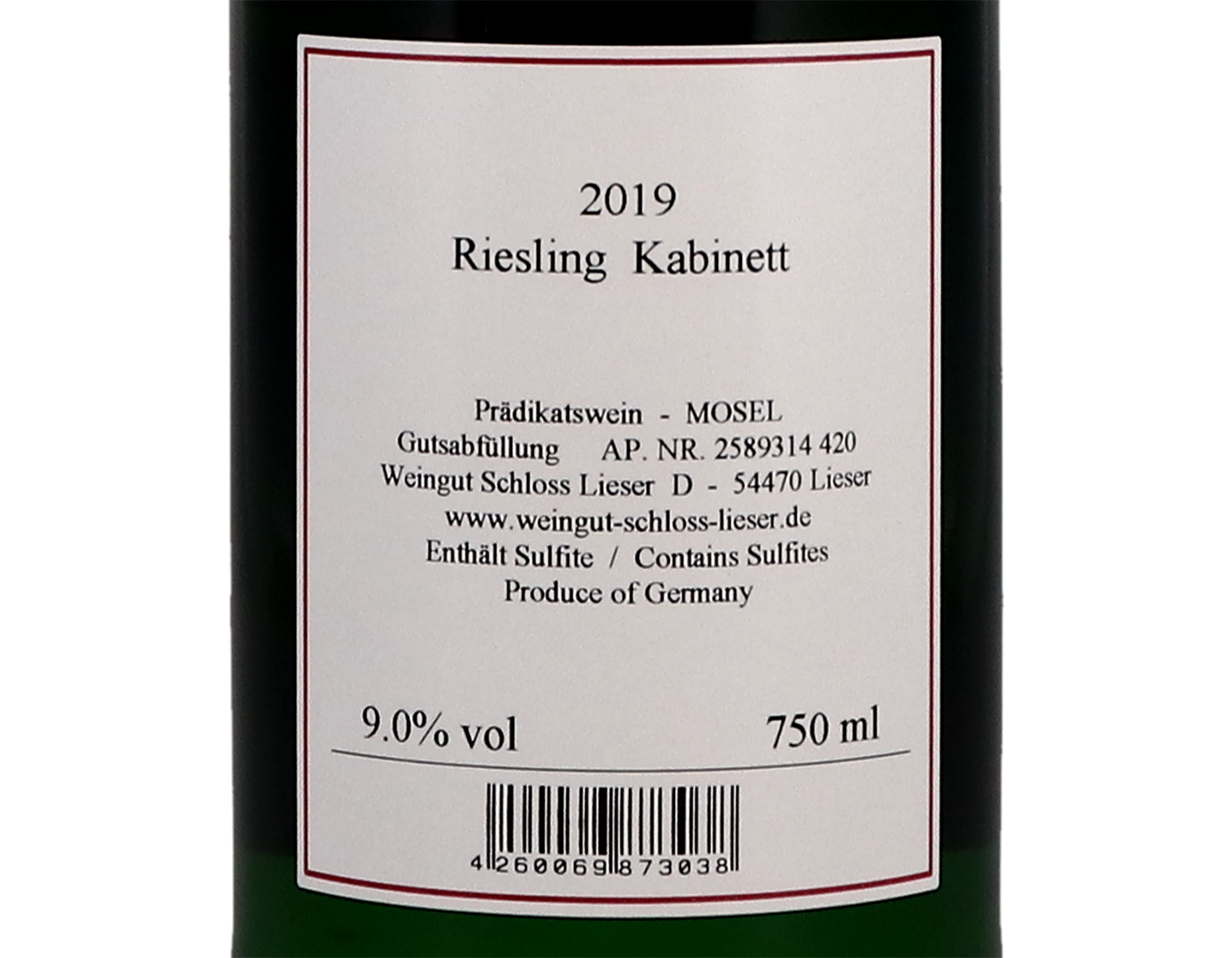 Schloss Lieser Estate Riesling Kabinett 2019