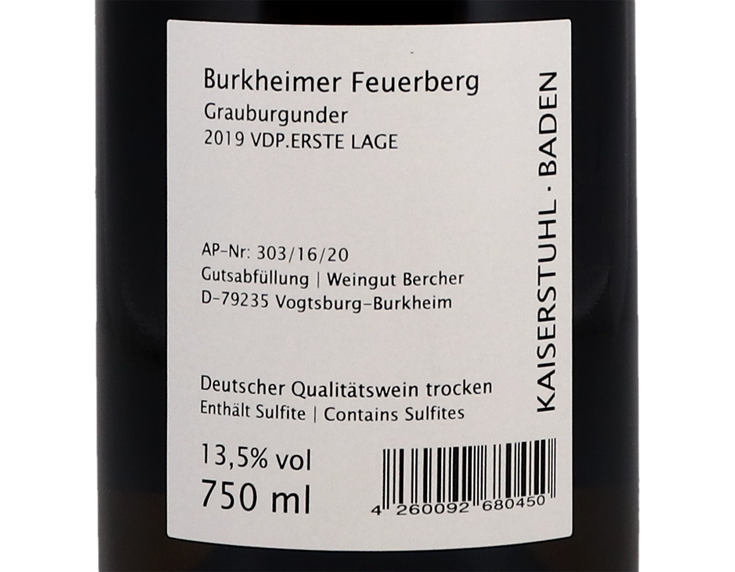 Burkheimer Feuerberg Grauburgunder Baden Bercher 2019