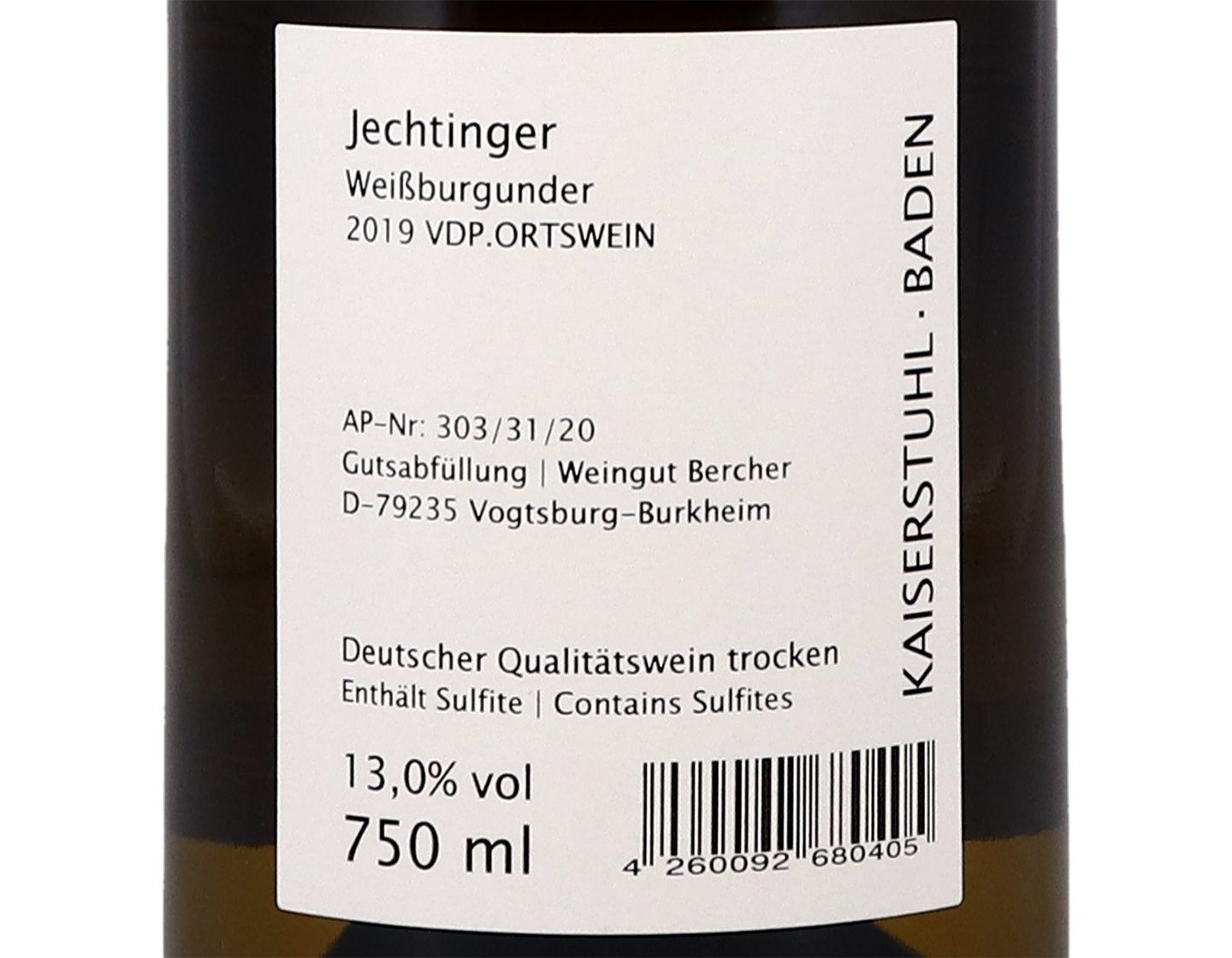 Jechtinger Weissburgunder Baden Bercher 2019