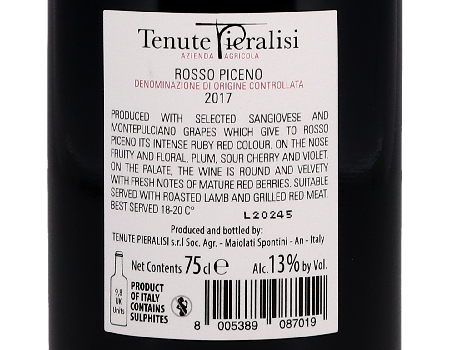 Rosso Piceno, Tenute Pieralisi 2017