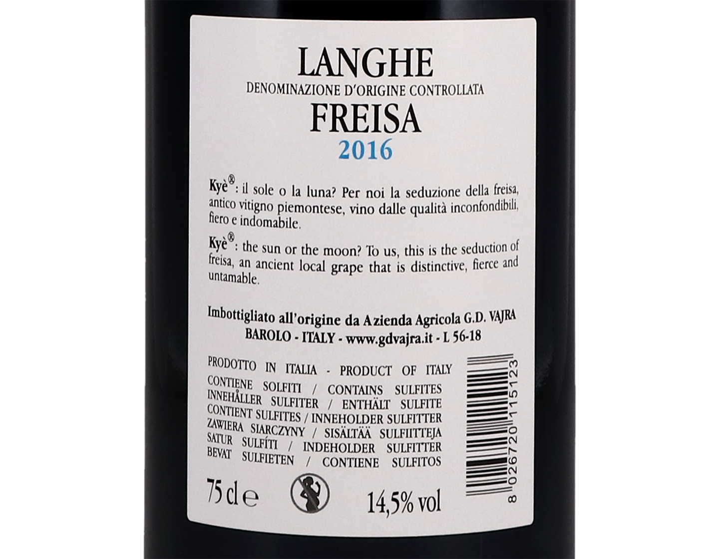 Langhe Freisa Kye GDVajra 2016