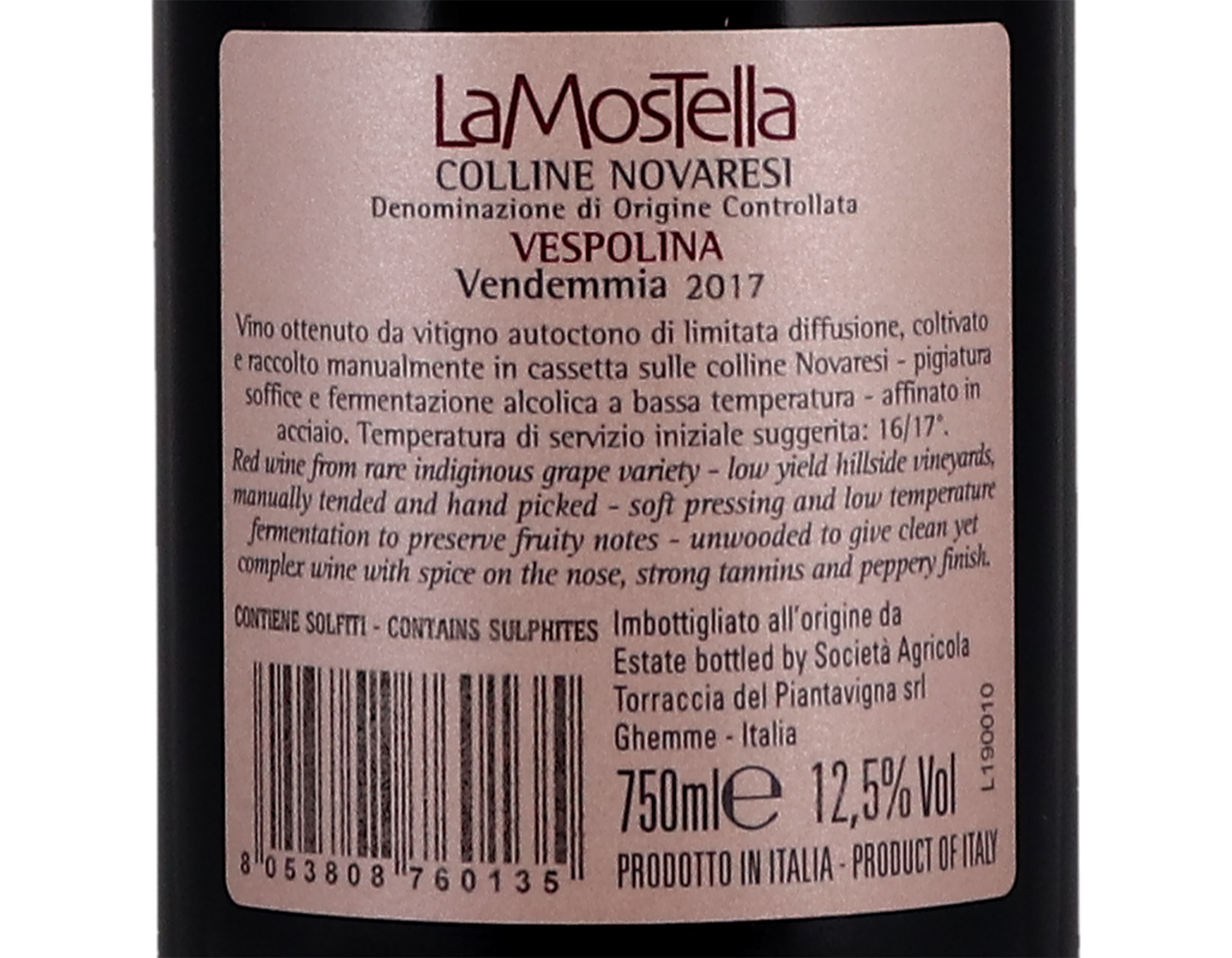 Vespolina Colline Novaresi, La Mostella 2017