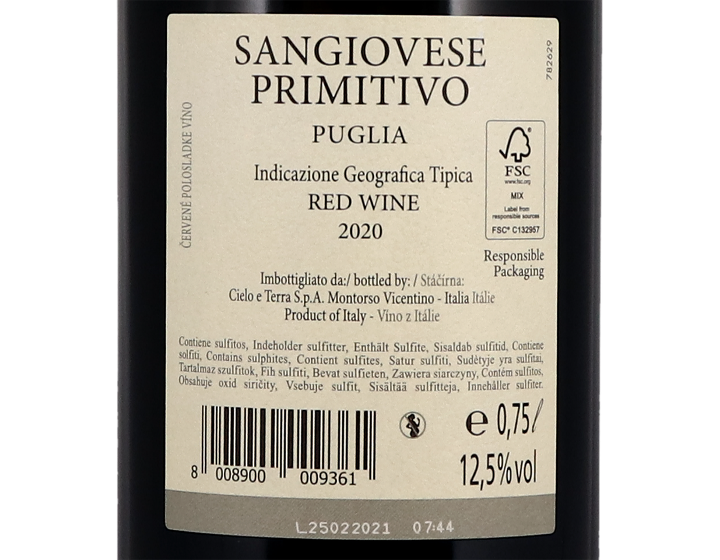 Sangiovese Primitivo Cielo Via Mare Puglia 2020