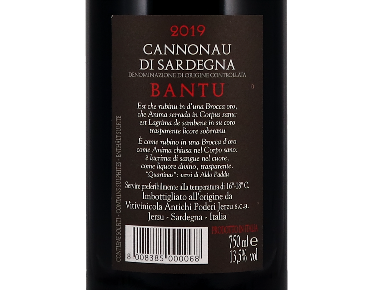 Bantu Cannonau di Sardegna 2019