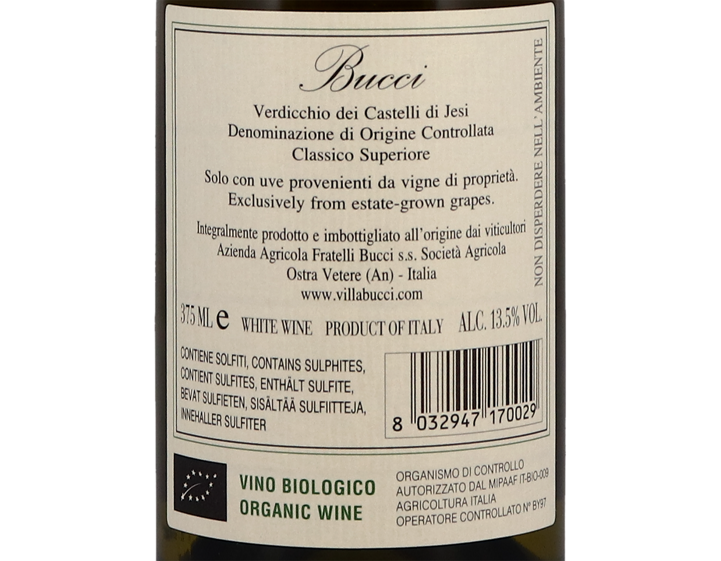 Half bottle of Verdicchio Classico Superiore, Villa Bucci 2019