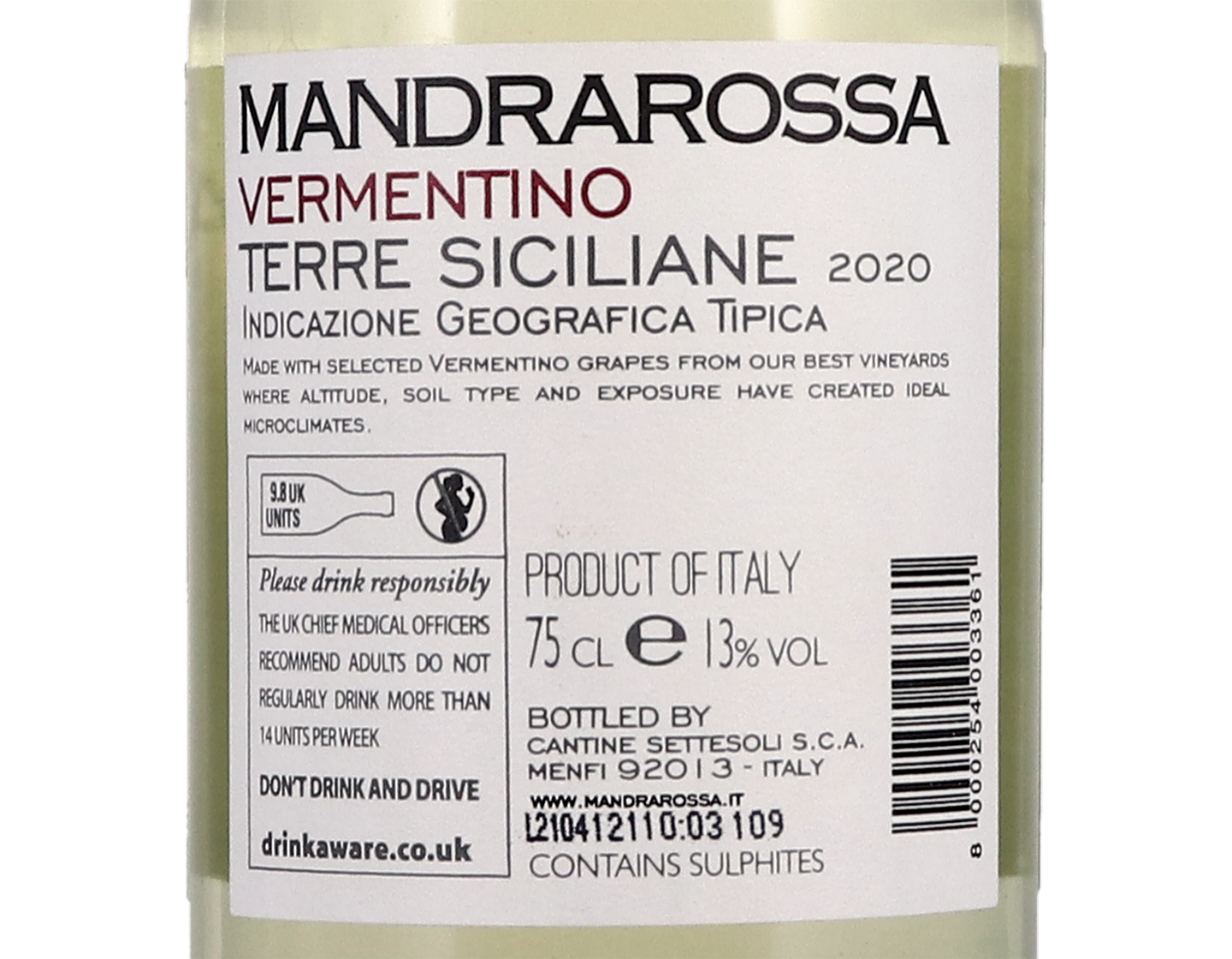 Vermentino Sicilia Mandrarossa 2020