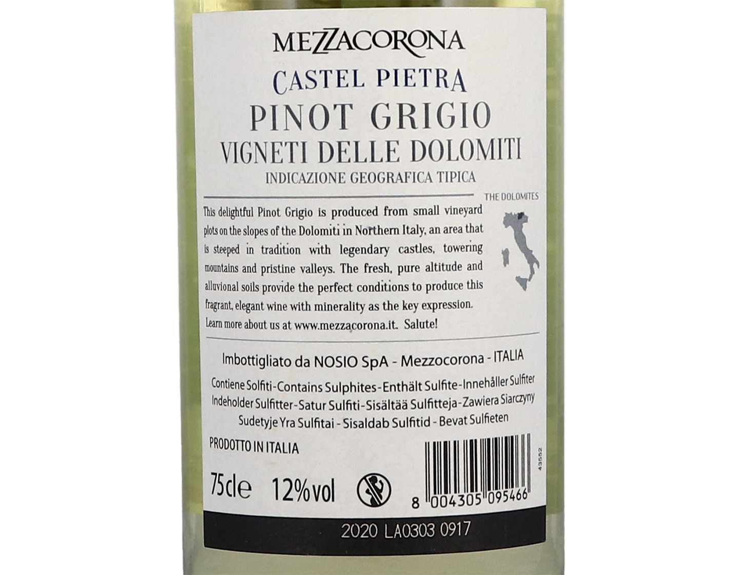 Castel Pietra Pinot Grigio Vigneti della Dolomiti 2020