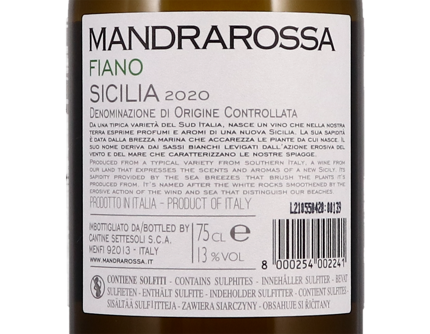 Fiano Mandrarossa Sicilia 2020