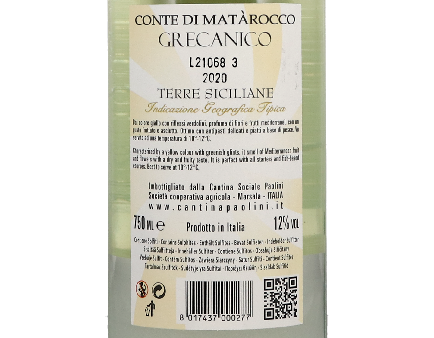 Grecanico Conte di Matarocco Terre Siciliane Paolini 2020