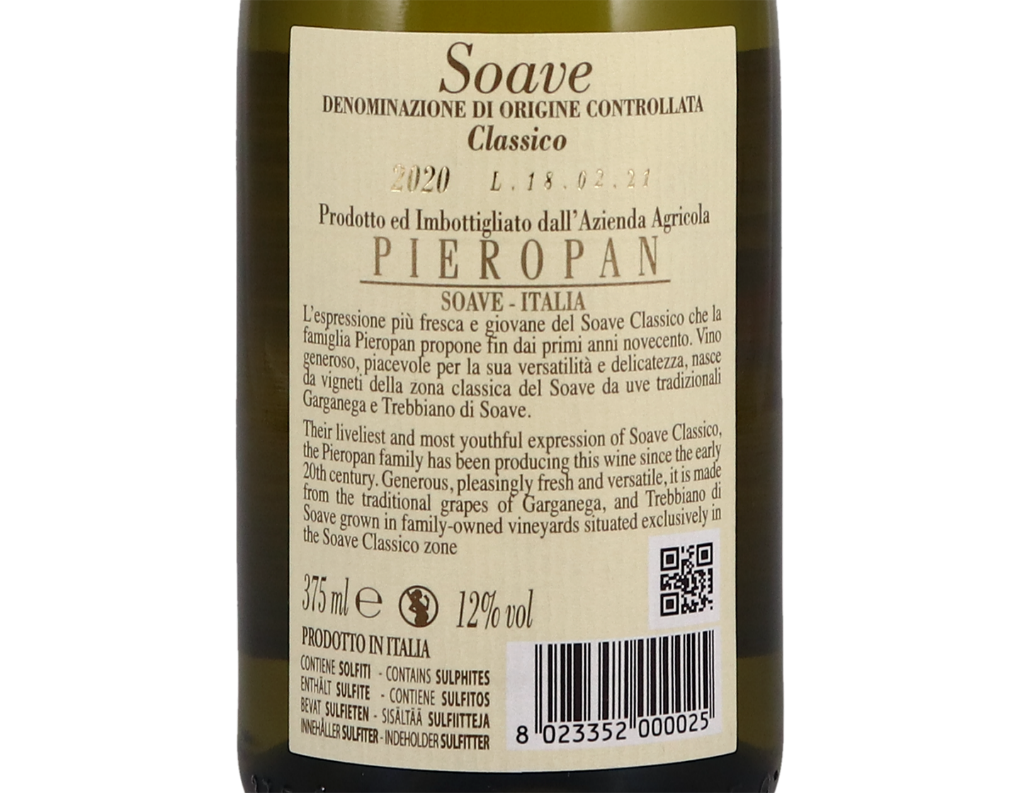 Half bottle of Soave Classico Pieropan 2020