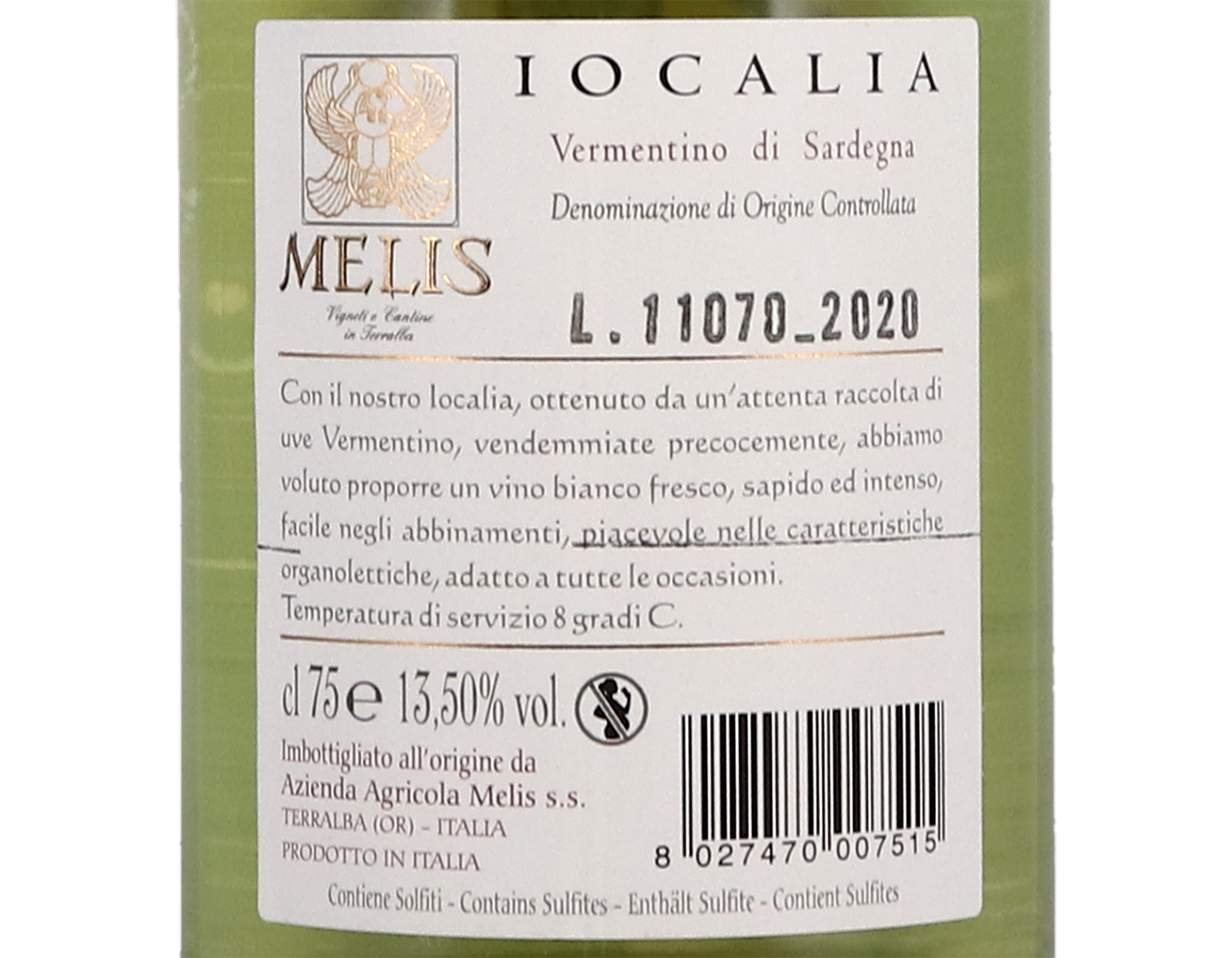 Vermentino di Sardegna localia Melis 2020