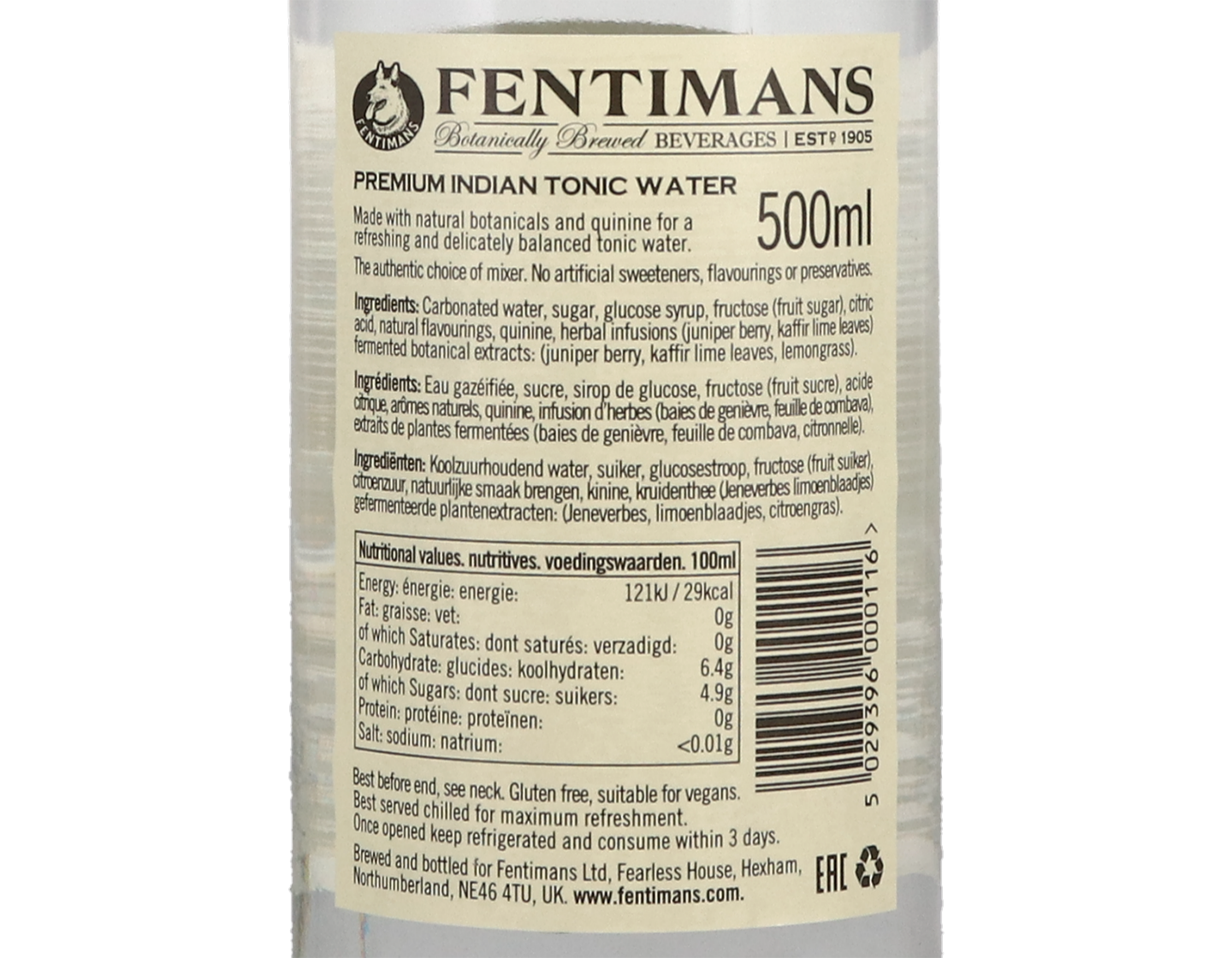 Fentiman's Premium Indian Tonic Water 50cl