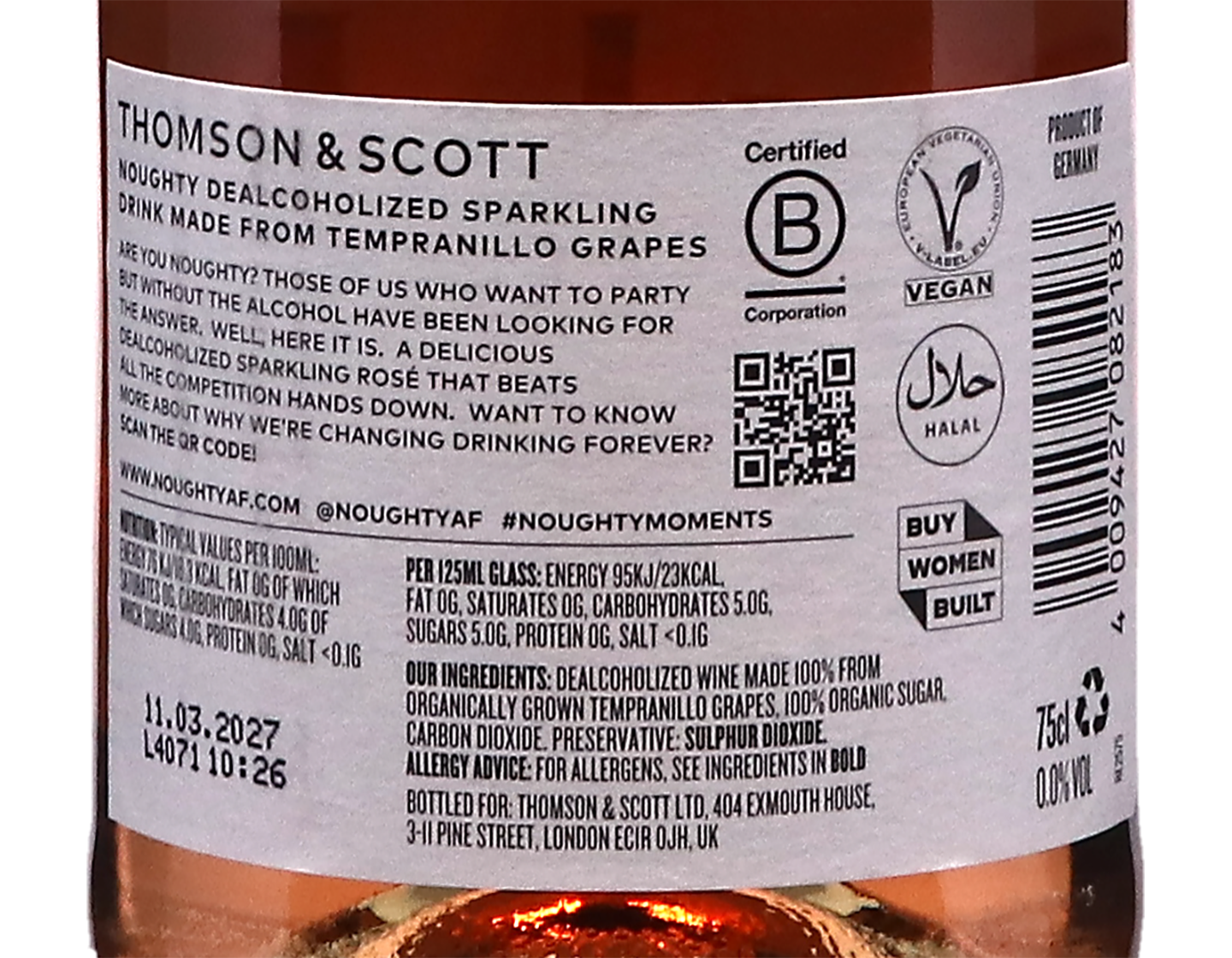 Thomson and Scott Noughty Alcohol Free Sparking Rose