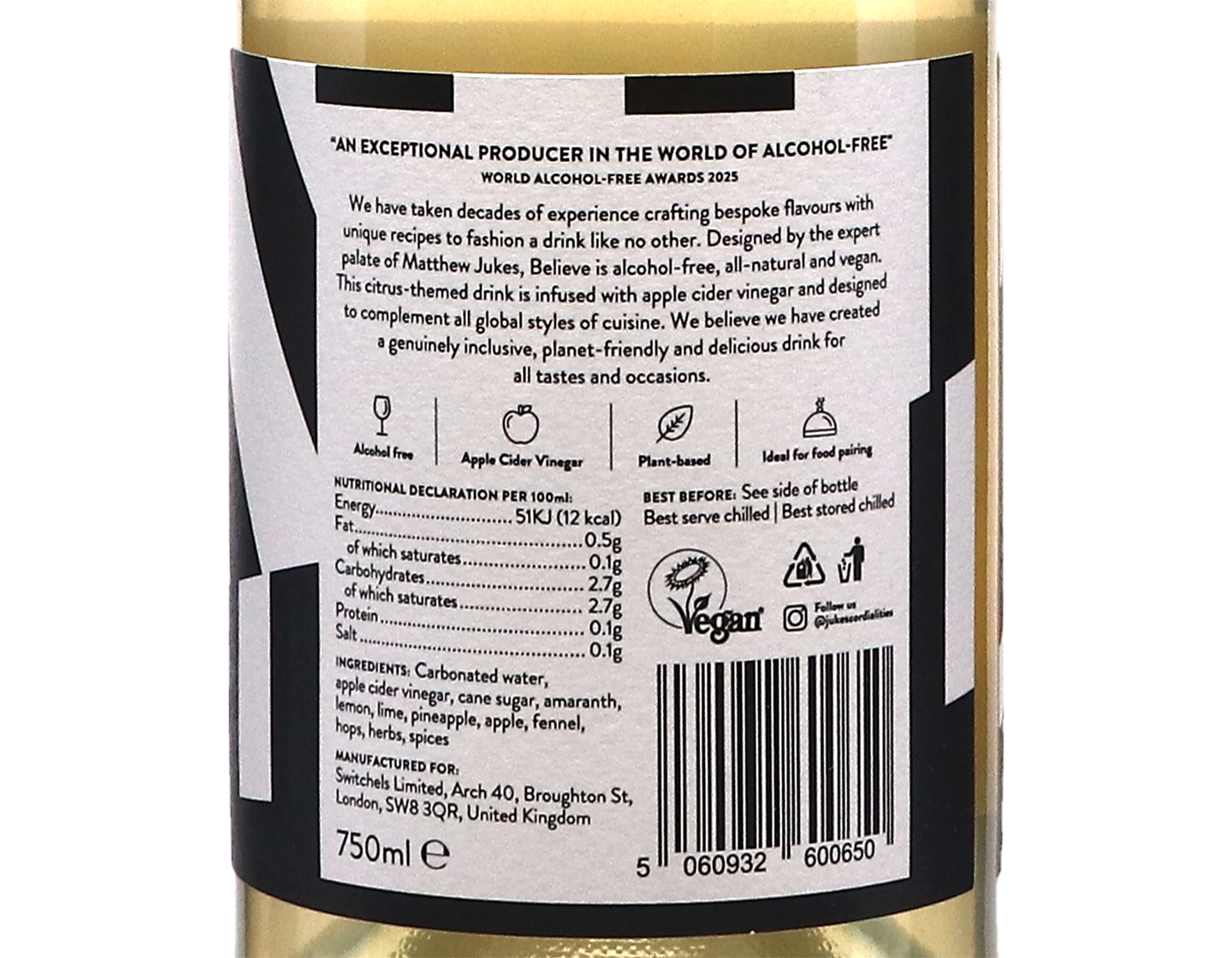 Believe by Jukes Alcohol Free Sparkling Switchel