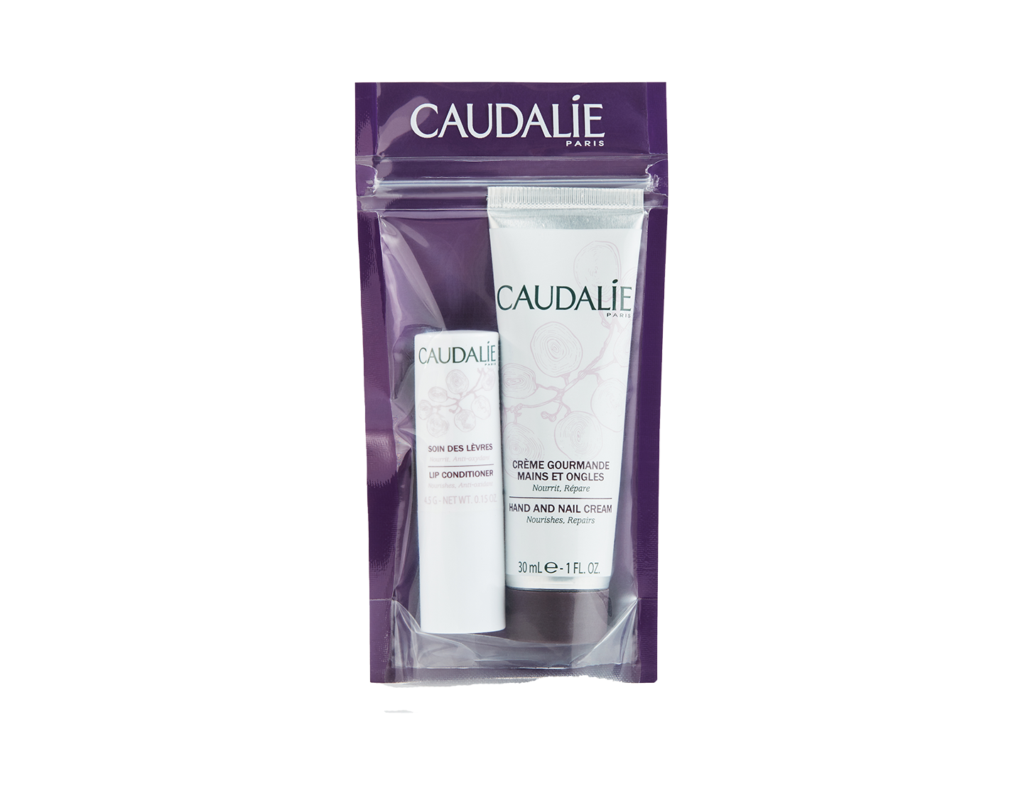 Caudalie Winter Hand and Nail Cream 30ml and Lip Conditioner 4.5g Duo