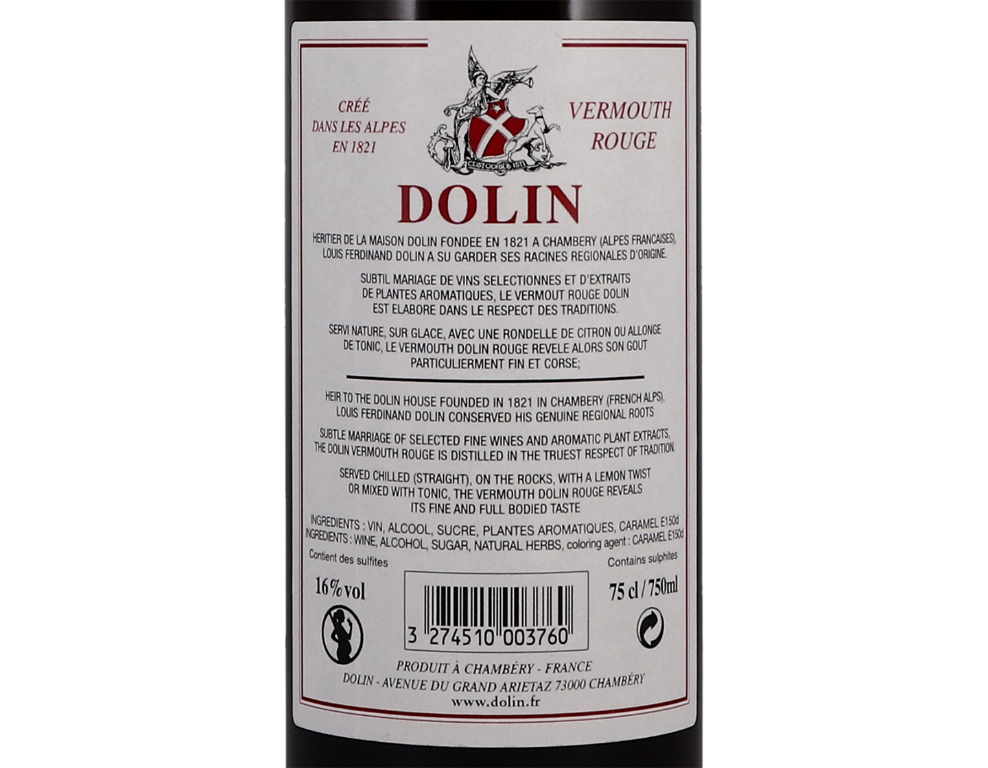 Dolin Red Vermouth de Chambery 16%