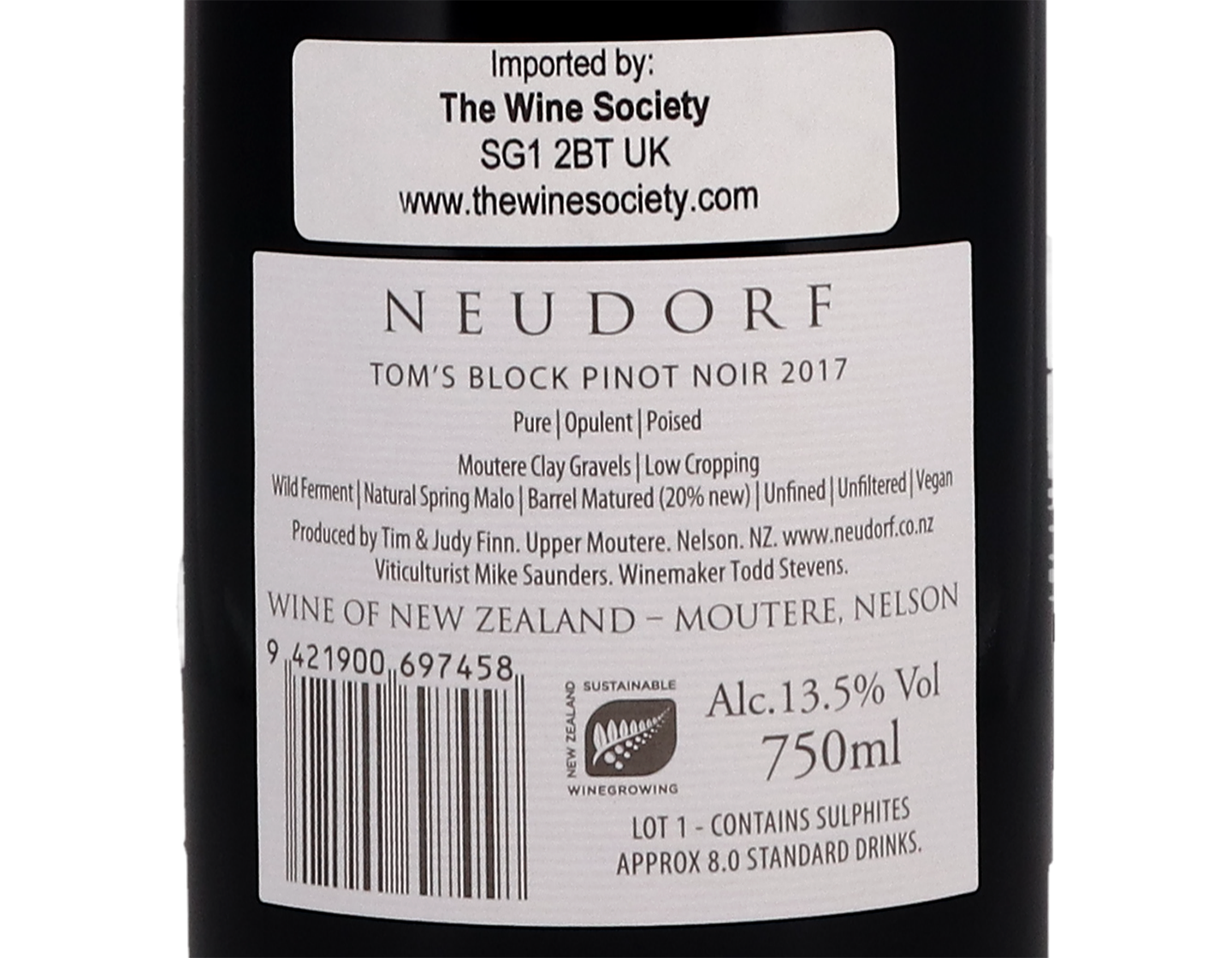 Neudorf Tom's Block Nelson Pinot Noir 2017