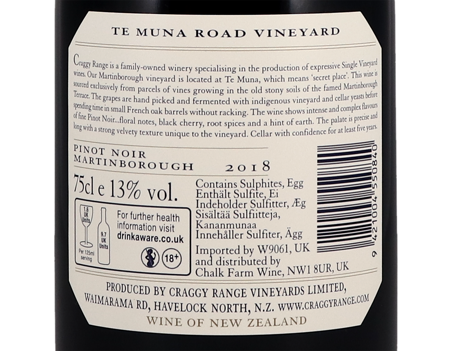 Craggy Range Te Muna Road Martinborough Pinot Noir 2018