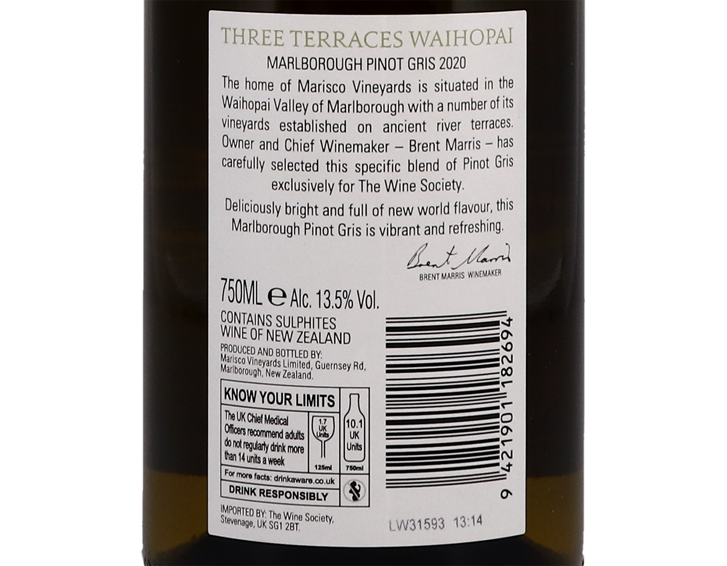 Three Terraces Marlborough Pinot Gris 2020