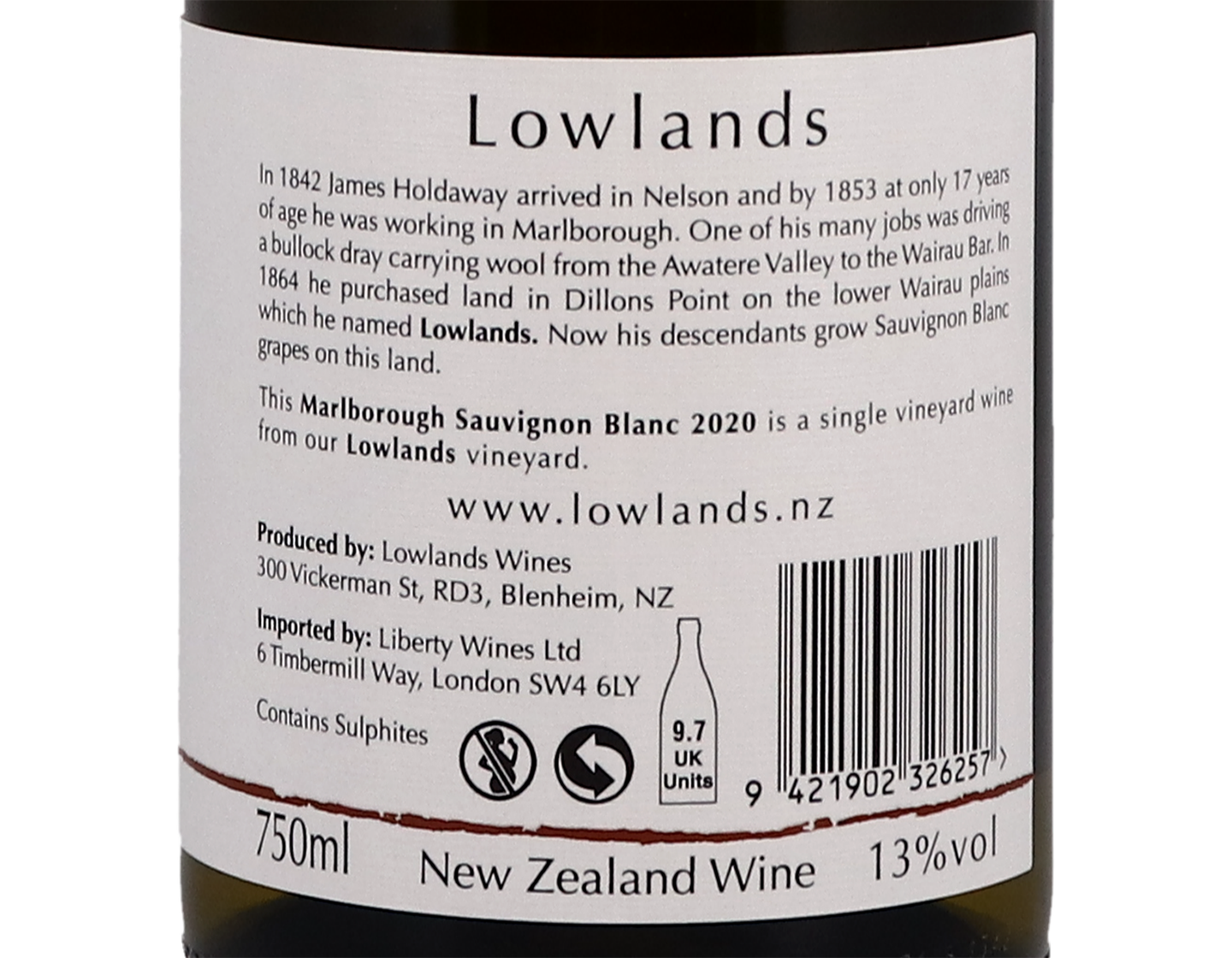 Lowlands Single Vineyard Marlborough Sauvignon Blanc 2020