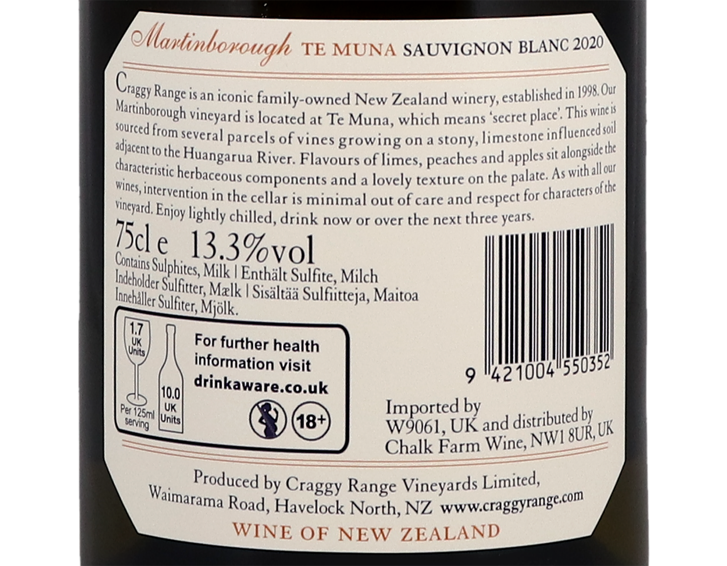 Craggy Range Te Muna Road Martinborough Sauvignon Blanc 2020