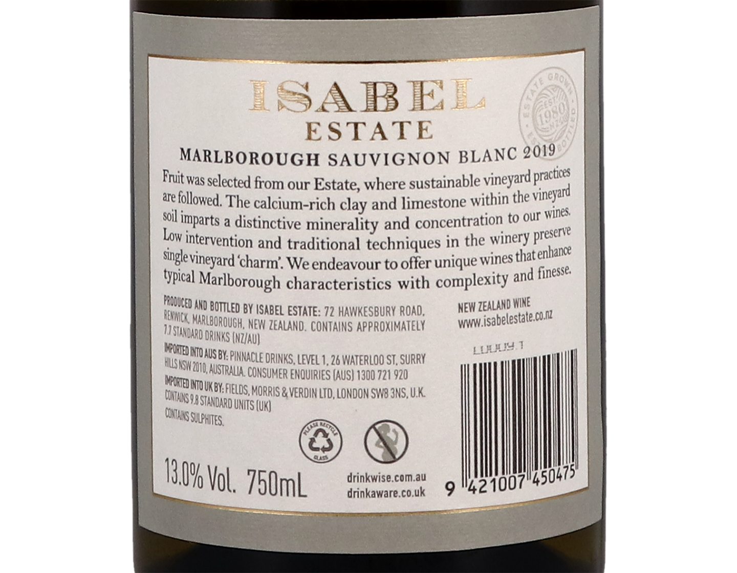 Isabel Estate Marlborough Sauvignon Blanc 2019