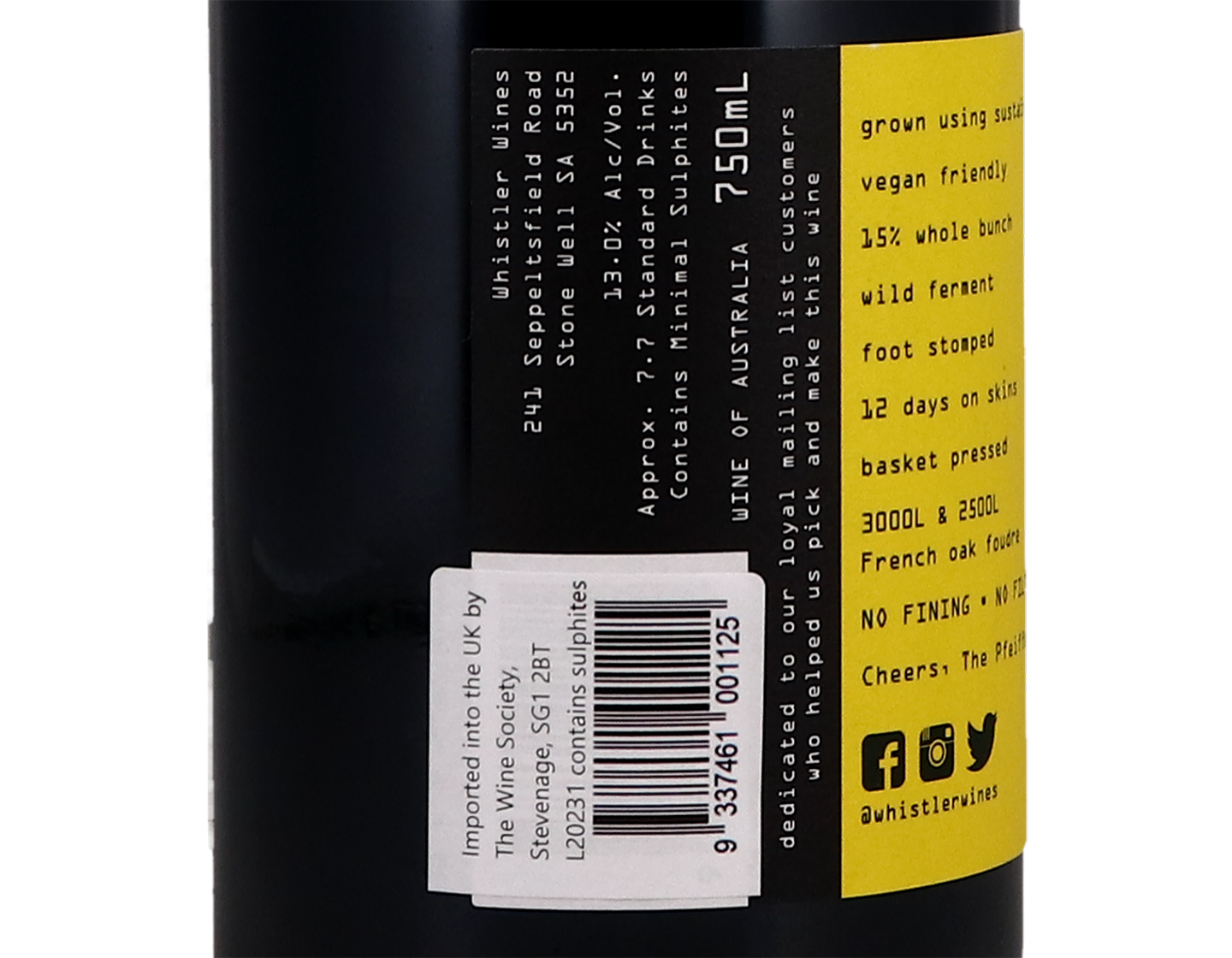 Whistler Wines Shiver Down My Spine Barossa Valley Shiraz 2019