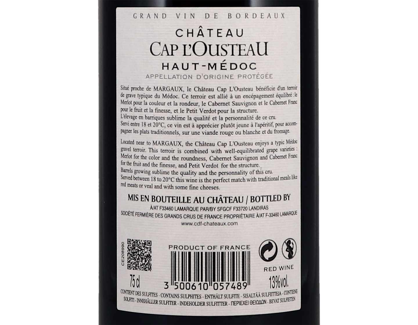 Ch Cap L'Ousteau Haut-Medoc 2016