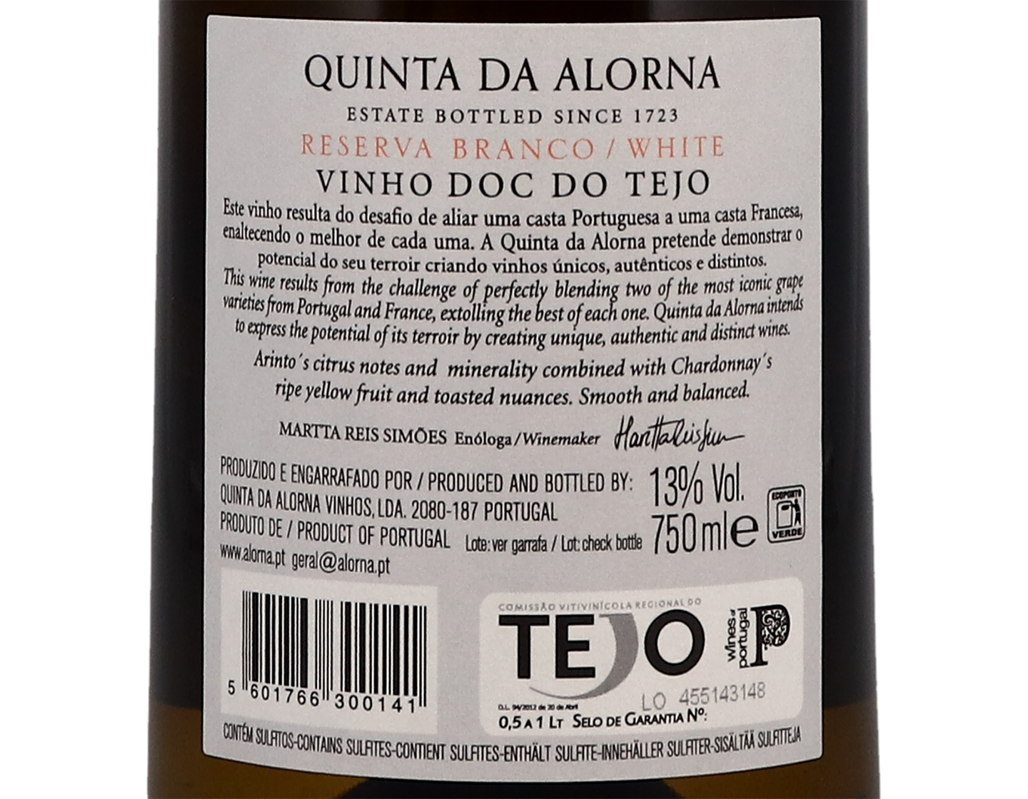 Quinta da Alorna Reserva Arinto Chardonnay Tejo 2019